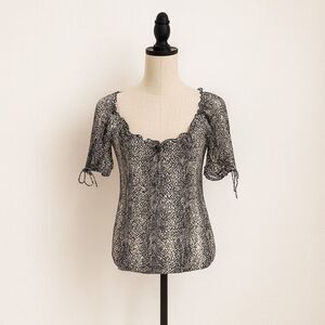 Energie Women’s Size S Snake Print Short Sleeve Tie Blouse